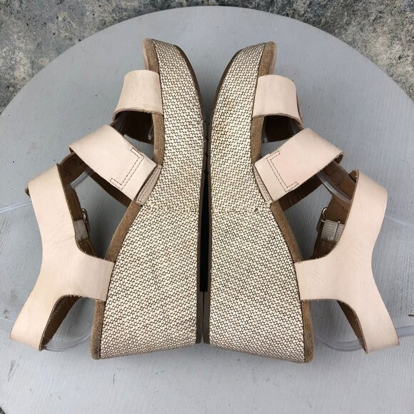 Clarks Women's Size 8W WIDE Artisan Caslynn Reece Cream Open Toe Wedges Sandals - Picture 10 of 16